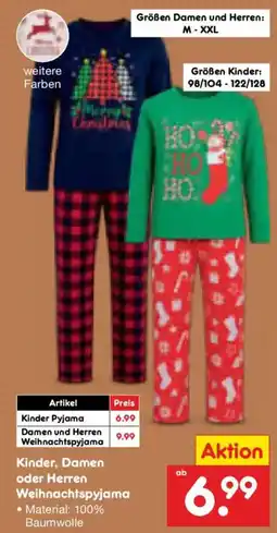 Netto Marken-Discount Kinder, Damen oder Herren Weihnachtspyjama Angebot