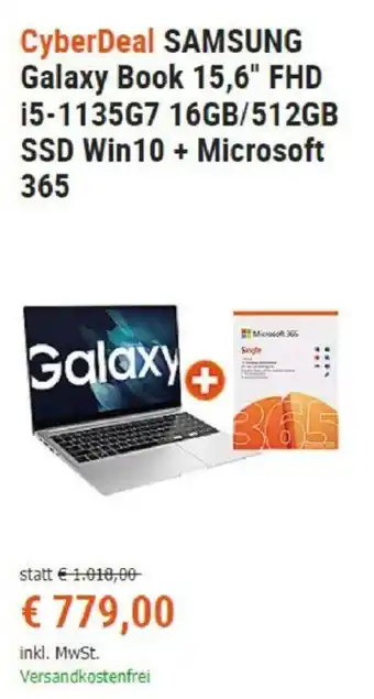 Cyberport Samsung Notebook GalaxyBook 15.6" i5-1135G7 Angebot