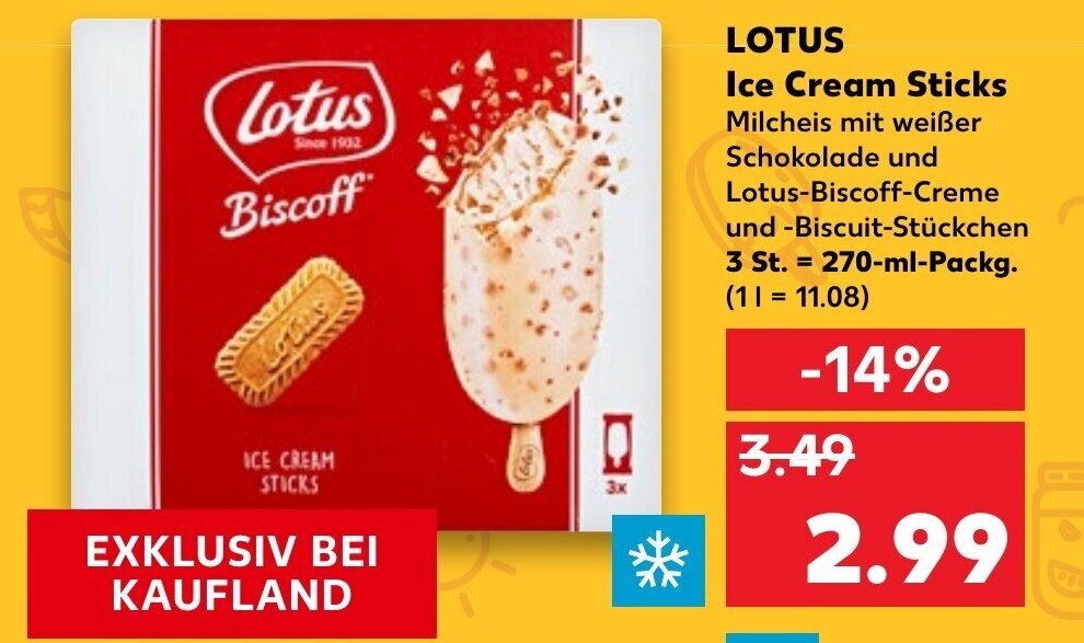 Lotus Ice Cream Sticks 270ml Angebot bei Kaufland