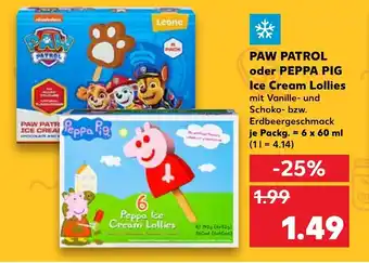 Kaufland Paw Patrol oder Peppa Pig Ice Cream Lollies 6x60ml Angebot