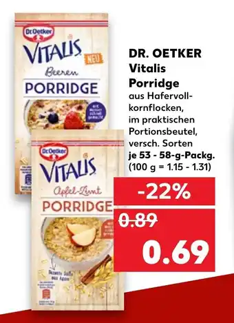 Kaufland Dr. Oetker Vitalis Porridge 53-58g Angebot