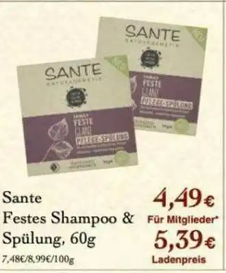 LPG Biomarkt Sante Festes Shampoo & Spülung Angebot