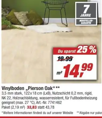 toom Baumarkt Vinylboden ,,Pierson Oak' Angebot