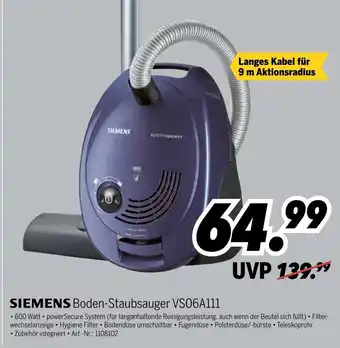 MEDIMAX Siemens Bodenstaubsauger VS06A111 Angebot