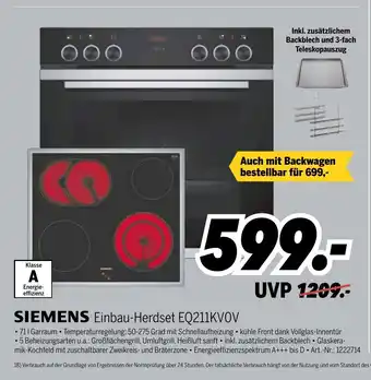 MEDIMAX Siemens Einbau Herdest EQ211KV0V Angebot