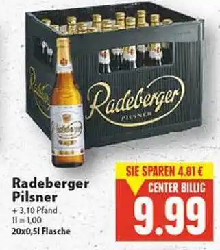 E Reichelt Radeberger Pislner 20x0,5L Angebot