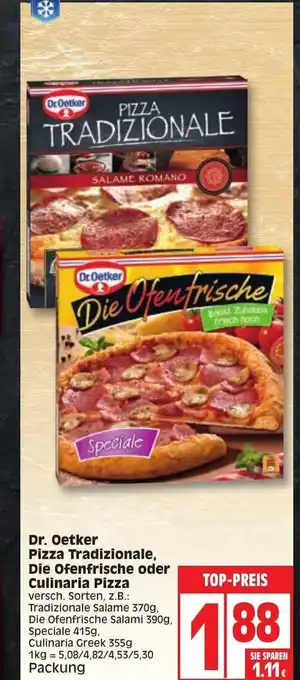 Edeka Dr. Oetker Pizza Tradizionale, Die Ofenfrische oder Culinaria Pizza Angebot