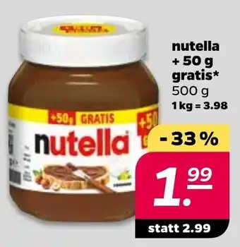 NETTO Nutella + 50g gratis 500g Angebot