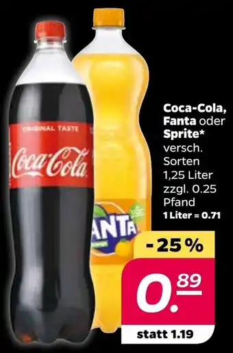 NETTO Coca Cola , Fanta, oder Sprite  1,25L Angebot