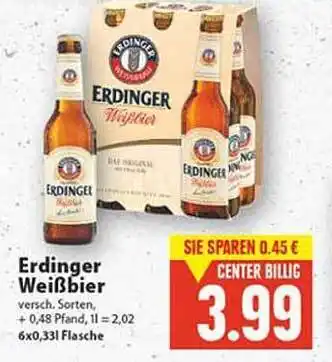 E Reichelt Erdinger Weißbier 6x0,33L Angebot