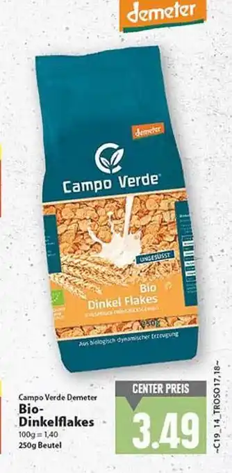 E Reichelt Campo Verde Demeter Bio Dinkelflakes 250g Beutel Angebot