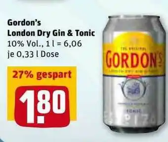 REWE Kaufpark Gordons London Dry Gin & Tonic Angebot