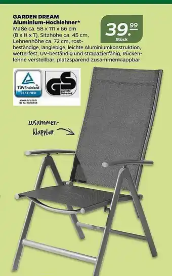 NETTO Garden Dream Aluminium-hochlehner Angebot