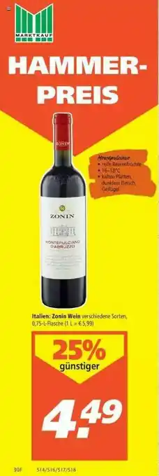 Marktkauf Italien-zonin Wein Angebot