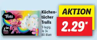 Lidl Küchentücher Trolls 3-lagig Angebot