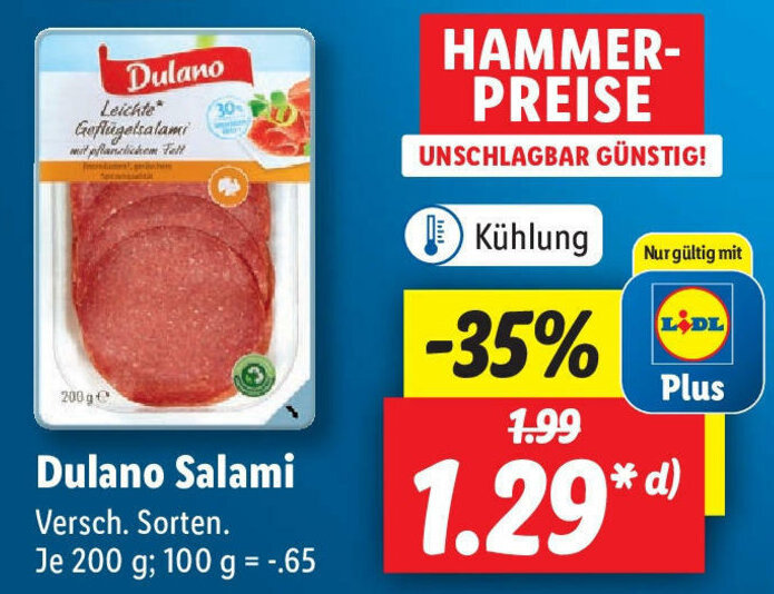 Dulano Salami 200g Angebot bei Lidl