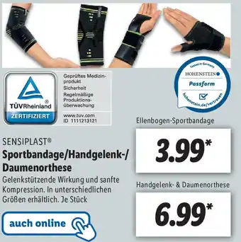 Lidl Sensiplast Sportbandage/Handgelenk/Daumenorthese Angebot