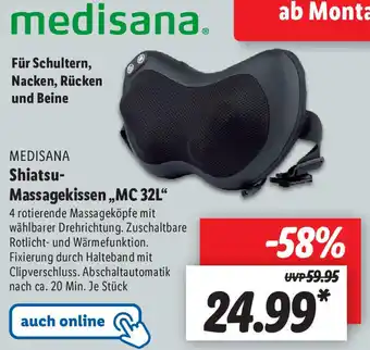 Lidl Medisana Shiatsu Massagekissen MC 32L Angebot