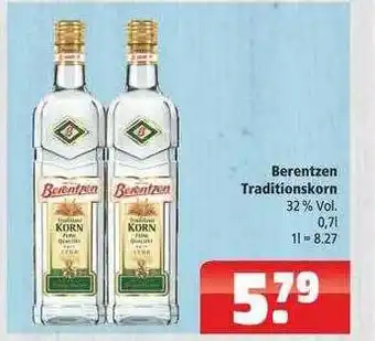 Getränkehaus Berentzen Traditionskorn 0,7L Angebot