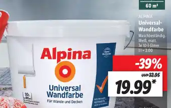 Lidl Alpina Universal Wandfarbe 10L Eimer Angebot