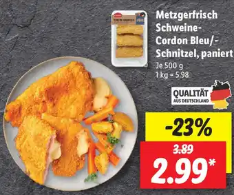 Lidl Metzgerfrisch Schweine Cordon Bleu/Schnitzel, paniert 500g Angebot