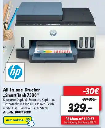 Lidl HP All in One Drucker Smart Tank 7306 Angebot