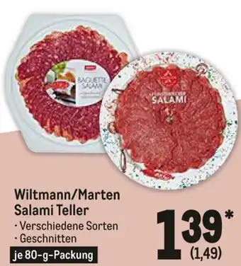 METRO Wiltmann/Marten Salami Teller 80g Angebot