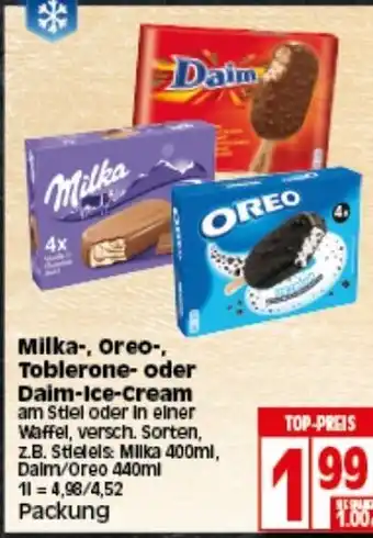 Edeka Milka, Oreo, Toblerone oder Daim Ice Cream Angebot