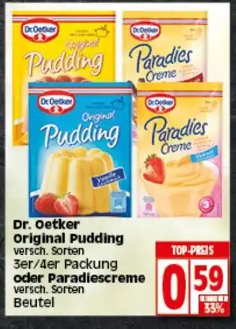 Elli Markt Dr. Oetker Original Pudding oder Paradiescreme Angebot