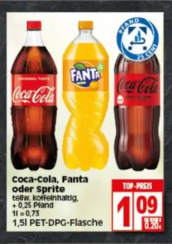 Elli Markt Coca Cola, Fanta oder Sprite 1,5L Angebot