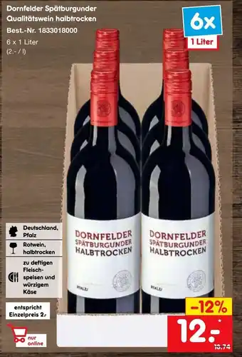 Netto Marken-Discount Dornfelder Spätburgunder Qualitätswein halbtrocken Angebot