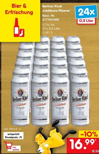 Netto Marken-Discount Berliner Kindl Jubiläums Pilsener Angebot