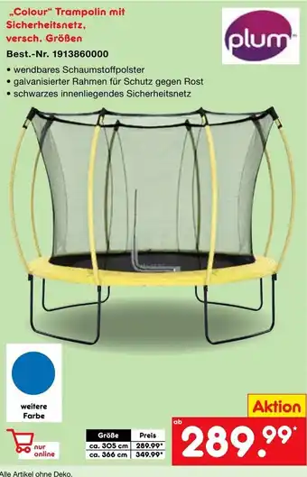 Netto Marken-Discount Colour Trampolin mit Sicherheitsnetz versch. Größen Angebot