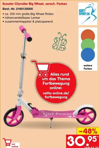 Netto Marken-Discount Scooter Cityroller Big Wheel versch. Farben Angebot