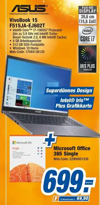 expert Octomedia Asus Notebook Vivobook 15 | F515JA-EJ602T + Microsoft Office 365 Single Angebot