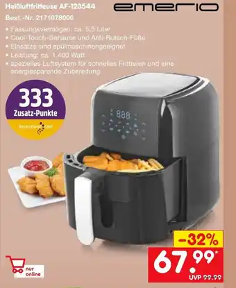 Netto Marken-Discount Emerio Heißluftfritteuse AF 123544 Angebot