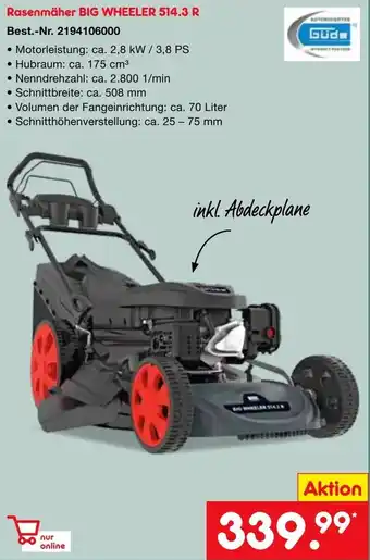 Netto Marken-Discount Rasenmäher Big Wheeler 514.3 R Angebot