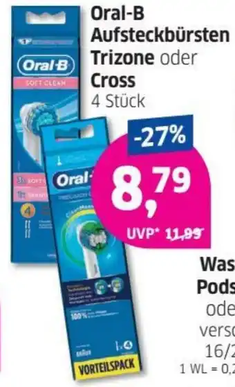 Budni Oral B Aufsteckbürsten Trizone oder Cross Angebot