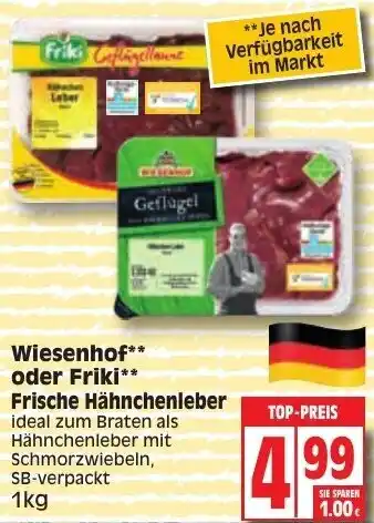 Edeka Wiesenhof oder Frische Hähnchenleber 1kg Angebot