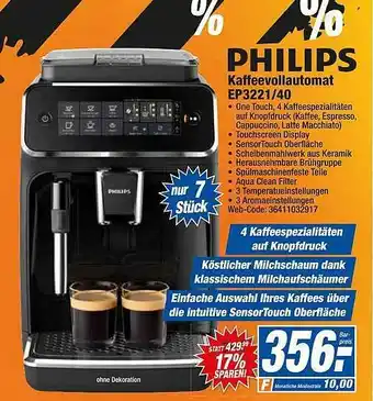 HEM Expert Philips Kaffeevollautomat Ep3221.40 Angebot