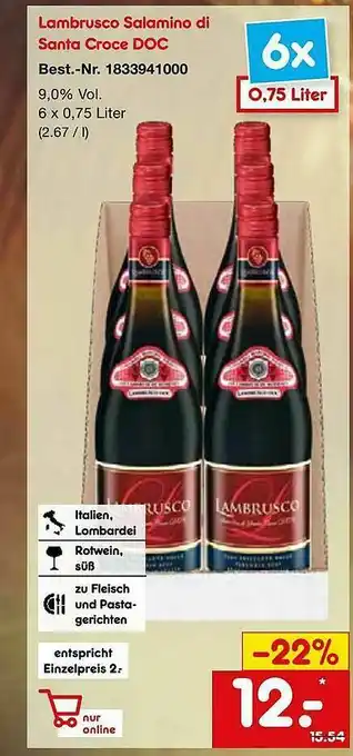 Netto Marken-Discount Lambrusco Salamino Di Santa Croce Doc Angebot