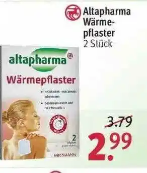 Rossmann Altapharma Wärme-pflaster Angebot