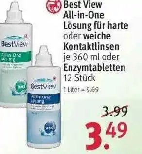 Rossmann Best View All-in-one Lösung Für Harte Oder Weiche Kontaktlinsen Oder Enzymtabletten Angebot