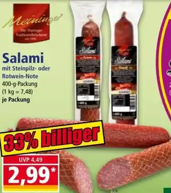 Norma Salami mit Steinpilz oder Rotwein Note 400g Packung Angebot