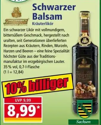 Norma Schwarzer Balsam Kräuterlikör 0,7L Flasche Angebot