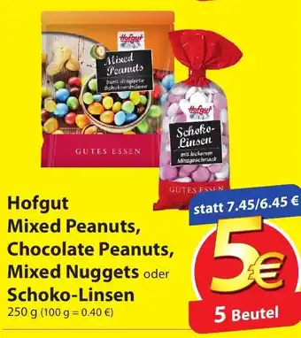 Famila Nord Ost Hofgut Mixed Peanuts, Chocolate Peanuts, Mixed Nuggets oder Schoko-Linsen 250g Angebot