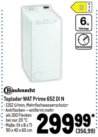 METRO Bauknecht Toplader | WAT Prime 652 DI N Angebot