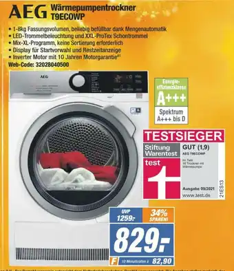 Expert AEG Warmtepumpentrockner | T9ECOWP Angebot