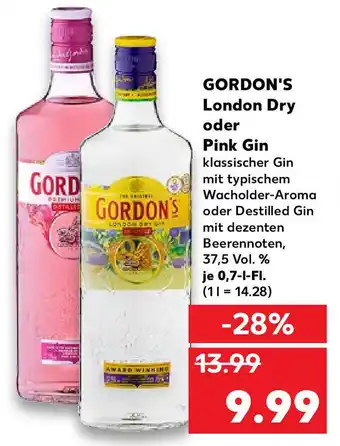 Kaufland Gordon's London Dry oder Pink Gin je 0.7-l-Fl. Angebot