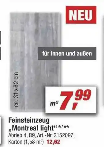 toom Baumarkt Feinsteinzeug „montreal Light” Angebot